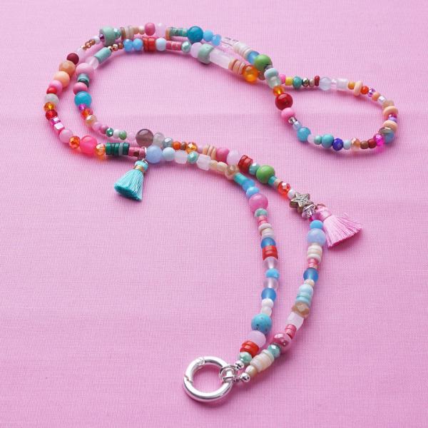 Sunshine 88 SilverShiny, lange Edelstein Wechselkette